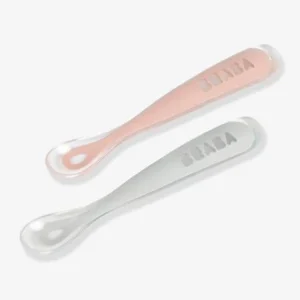 Lot De 2 Cuillères Ergonomiques D’apprentissage + Boîte De Transport BEABA Rose/gris – Beaba 15