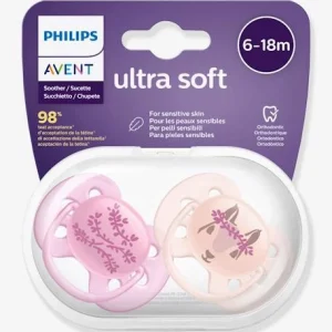 Lot De 2 Sucettes Ultra Douces 2e âge Philips AVENT Ecureuil/fleurs – Philips Avent 18